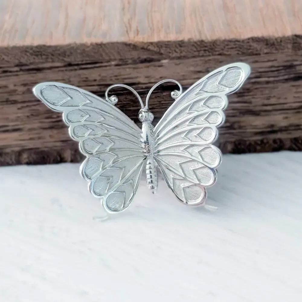 Vintage Beau Sterling Brooch / Vintage Pin Silver Butterfly